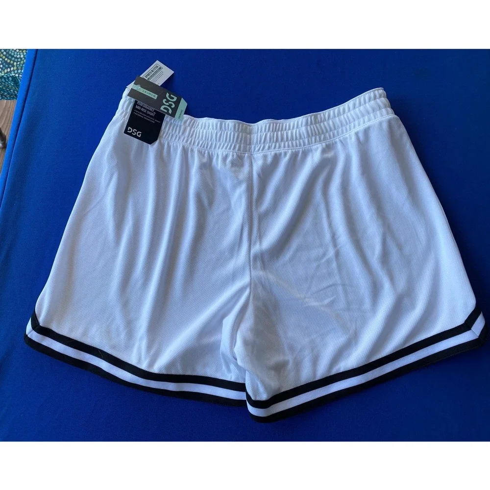 DSG Performance Mid-Rise All Sport Shorts Womens Large Pure White DAW14317 NWT